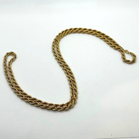 Vintage Monet 36" Rope Chain Necklace Gold-Tone Early Lobster Clasp Statement - Picture 5 of 16